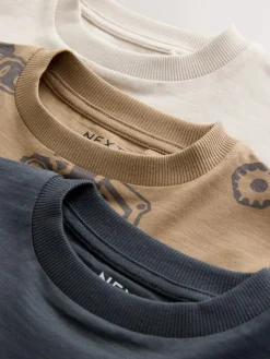 Next Black/Brown Digger Long Sleeve Graphic Print T-Shirts 3 Pack (3mths-7yrs)^BOY Baby Boys|Baby Boys