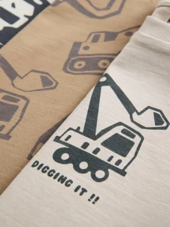 Next Black/Brown Digger Long Sleeve Graphic Print T-Shirts 3 Pack (3mths-7yrs)^BOY Baby Boys|Baby Boys