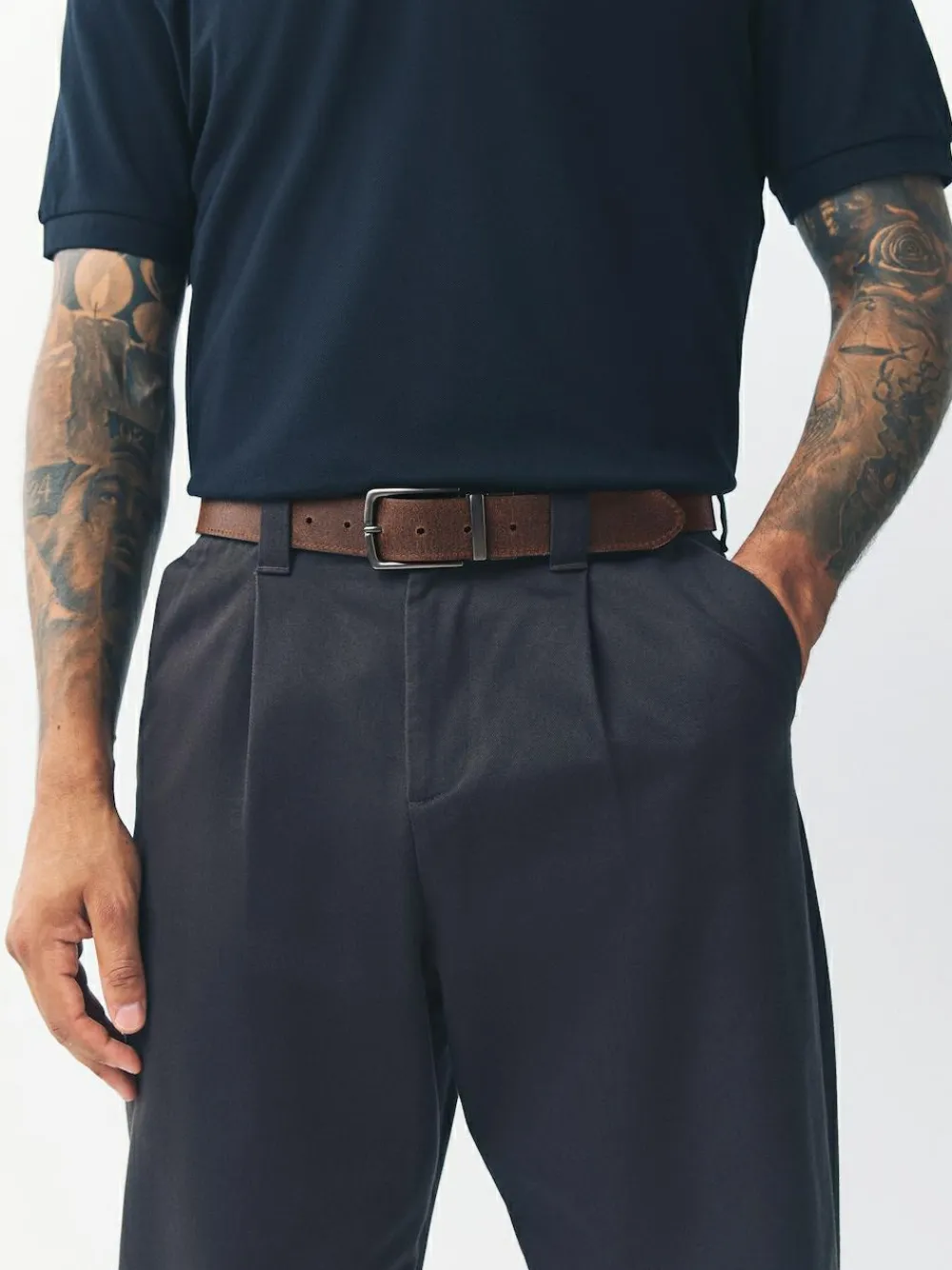 Next Black/Brown Reversible Grainy Leather Belt