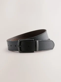 Next Black/Brown Reversible Grainy Leather Belt