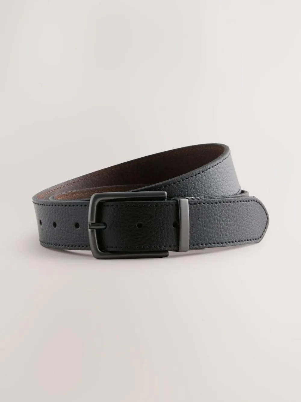Next Black/Brown Reversible Grainy Leather Belt
