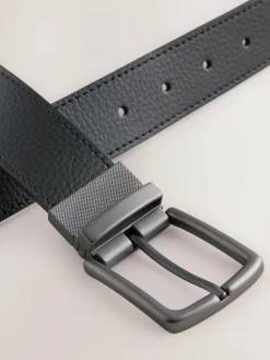 Next Black/Brown Reversible Grainy Leather Belt