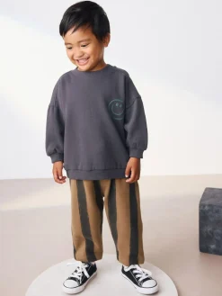 Next Black/Brown Single Sweatshirt And Stripe Joggers Set (3mths-7yrs)^BOY Sets & Co-Ords|Sets & Co-Ords