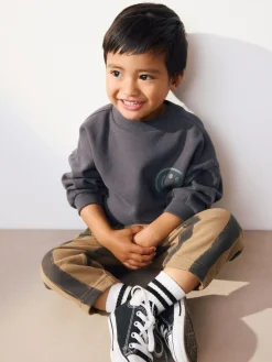 Next Black/Brown Single Sweatshirt And Stripe Joggers Set (3mths-7yrs)^BOY Sets & Co-Ords|Sets & Co-Ords