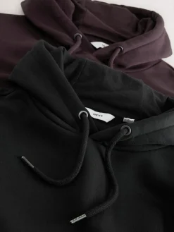 Best Next Cotton Rich Jersey Overhead Hoodies 2 Pack Black/Burgandy Red