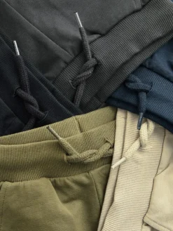 Sale Next Skinny Fit Joggers 5 Pack (3mths-7yrs) Black/Charcoal Grey/ Stone/Khaki Green