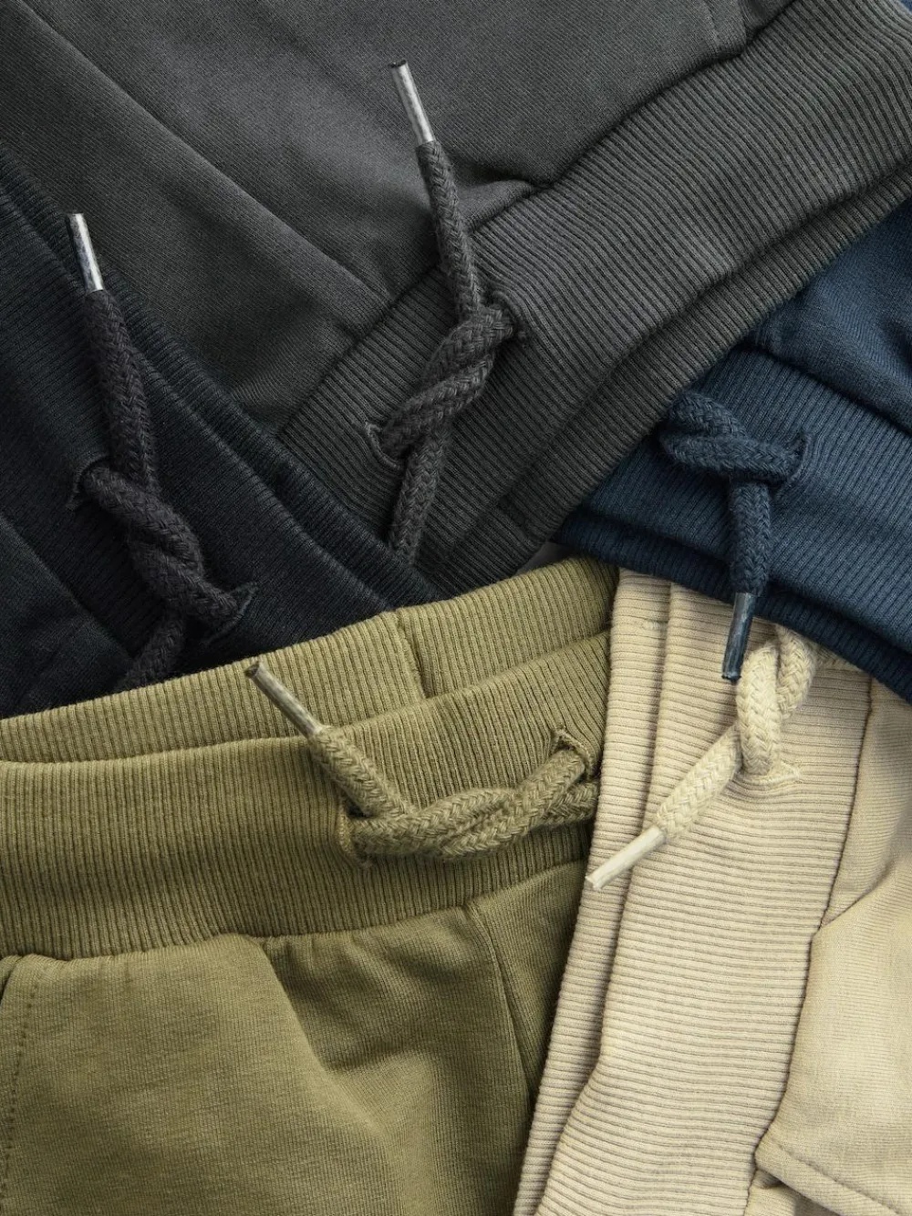 Sale Next Skinny Fit Joggers 5 Pack (3mths-7yrs) Black/Charcoal Grey/ Stone/Khaki Green