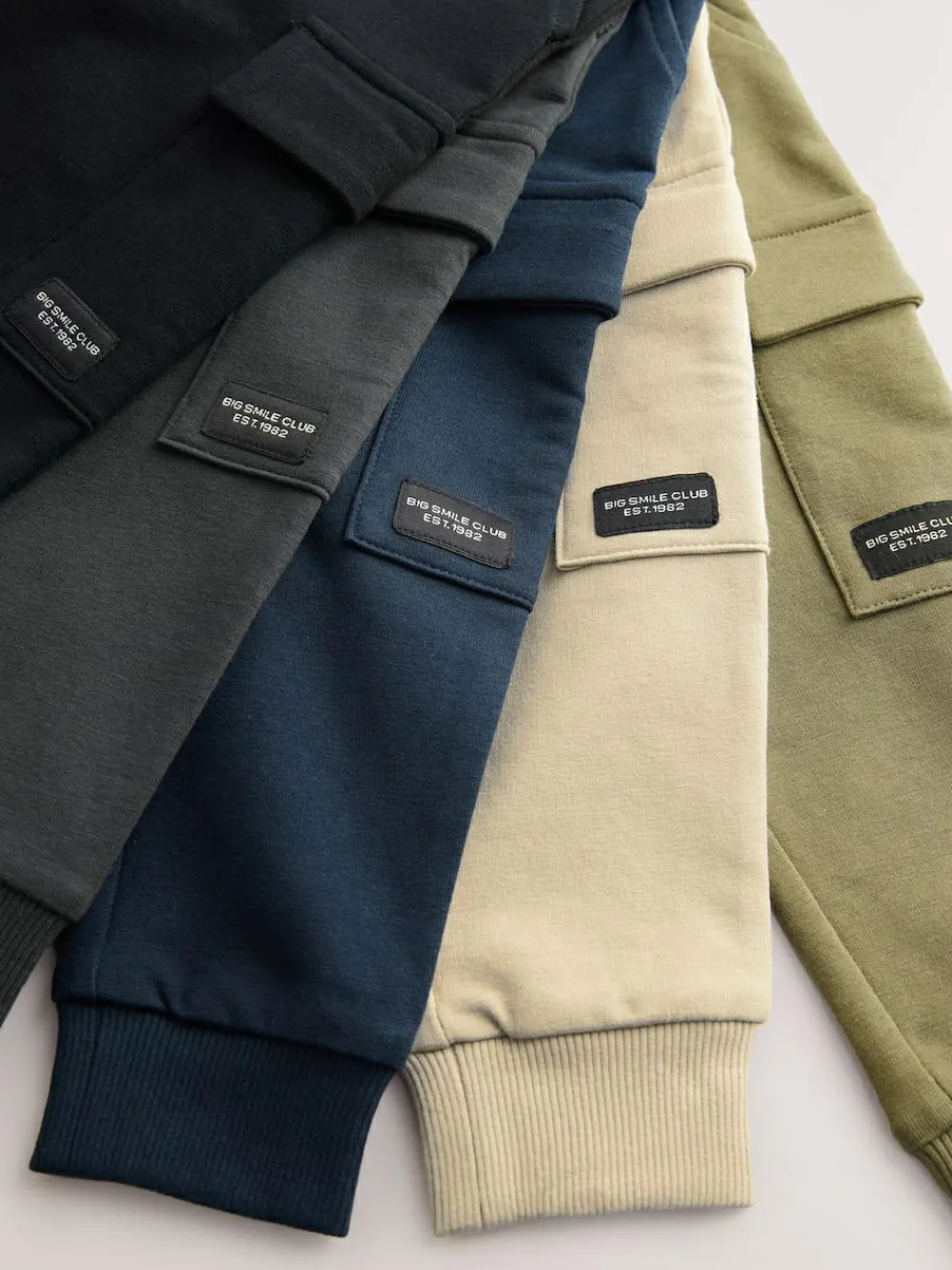 Sale Next Skinny Fit Joggers 5 Pack (3mths-7yrs) Black/Charcoal Grey/ Stone/Khaki Green