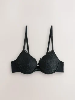 Next Black/Cream Pad Plunge Embroidered Bras 2 Pack^Women Bras