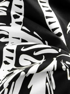 Sale Next Black/Cream Palm Bandeau Ruched Leg Tummy Control Shaping Swimsuit