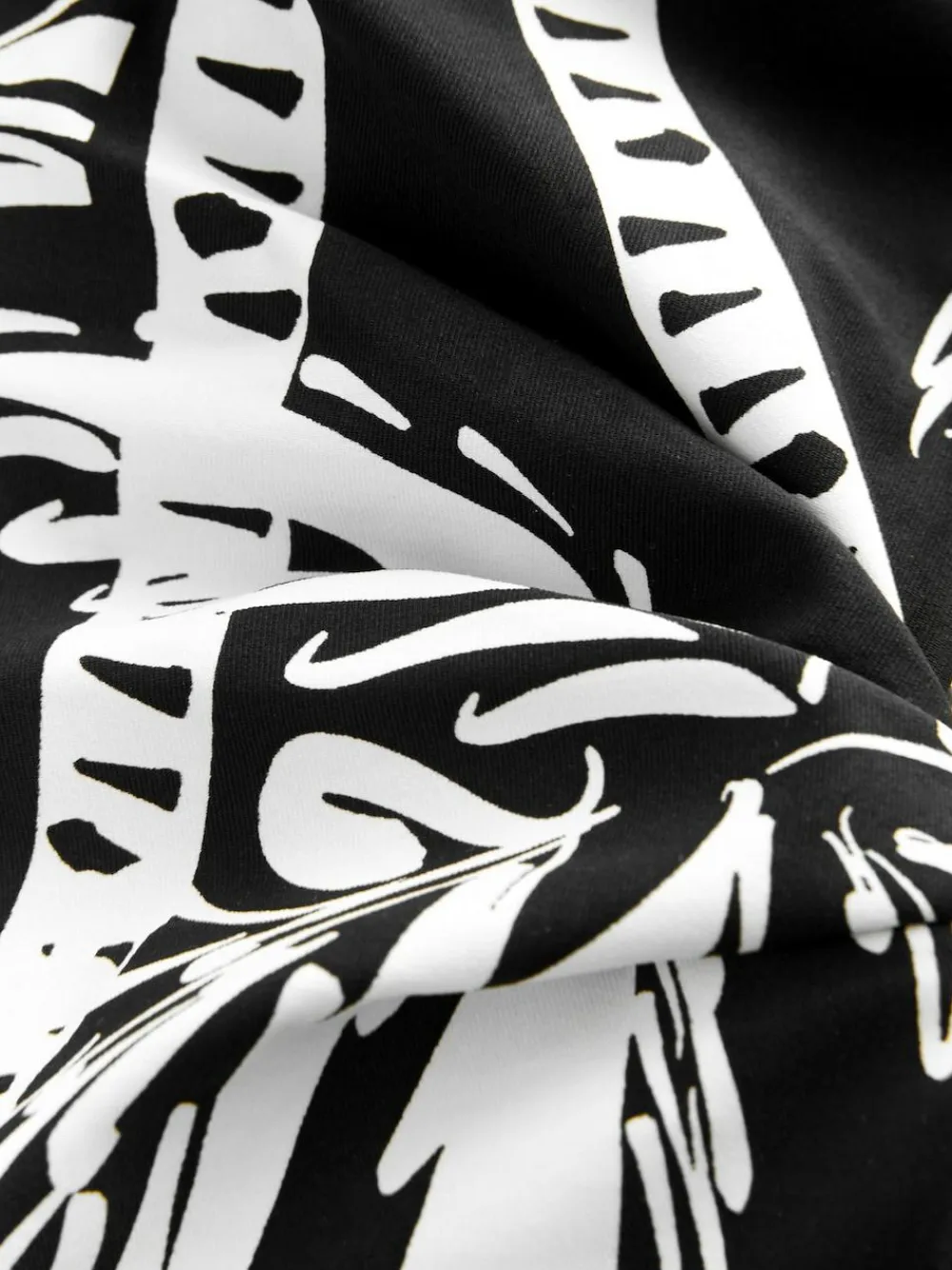 Sale Next Black/Cream Palm Bandeau Ruched Leg Tummy Control Shaping Swimsuit