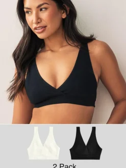 Next Black/Cream Seamless Non Wire Nursing Ultimate Comfort Bras 2 Pack^Women Bras|All Lingerie