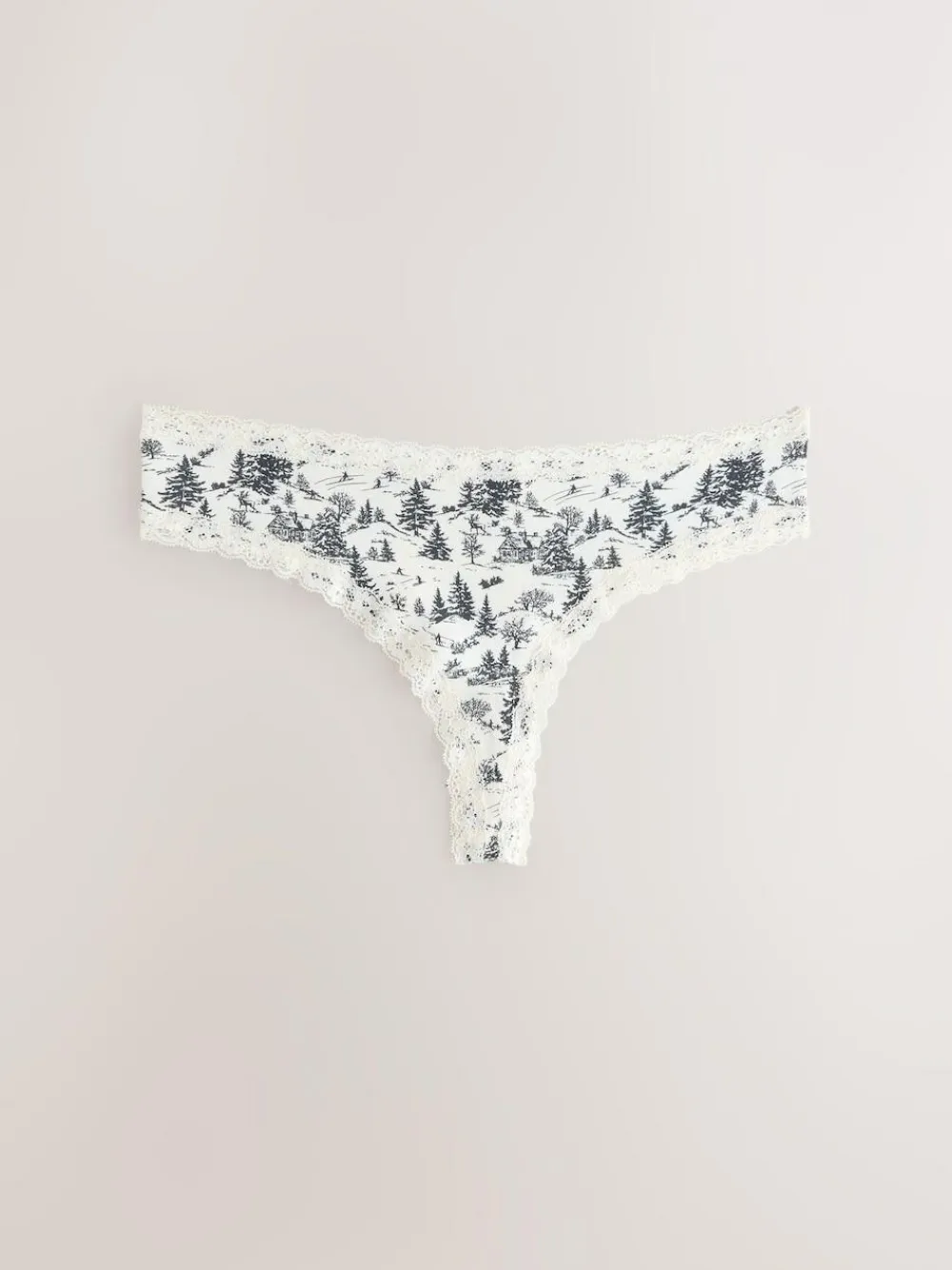 Next Black/Cream Thong Cotton Lace Knickers 4 Pack^Women All Lingerie|Panties