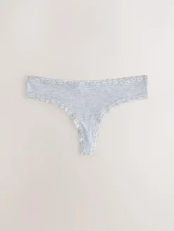 Next Black/Cream Thong Cotton Lace Knickers 4 Pack^Women All Lingerie|Panties