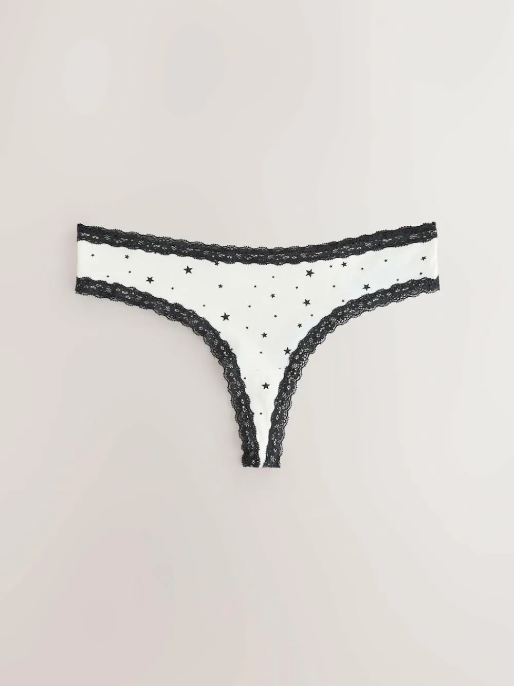 Next Black/Cream Thong Cotton Lace Knickers 4 Pack^Women All Lingerie|Panties