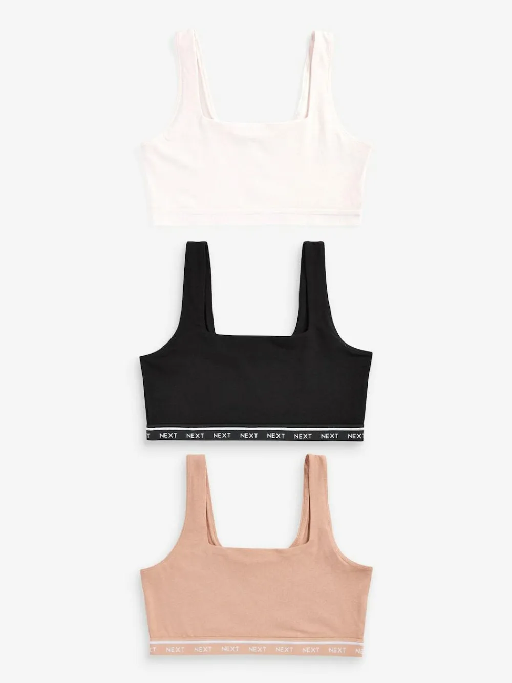 Clearance Next 3 Pack Ultimate Comfort Crop Tops Black/Cream/Praline Nude