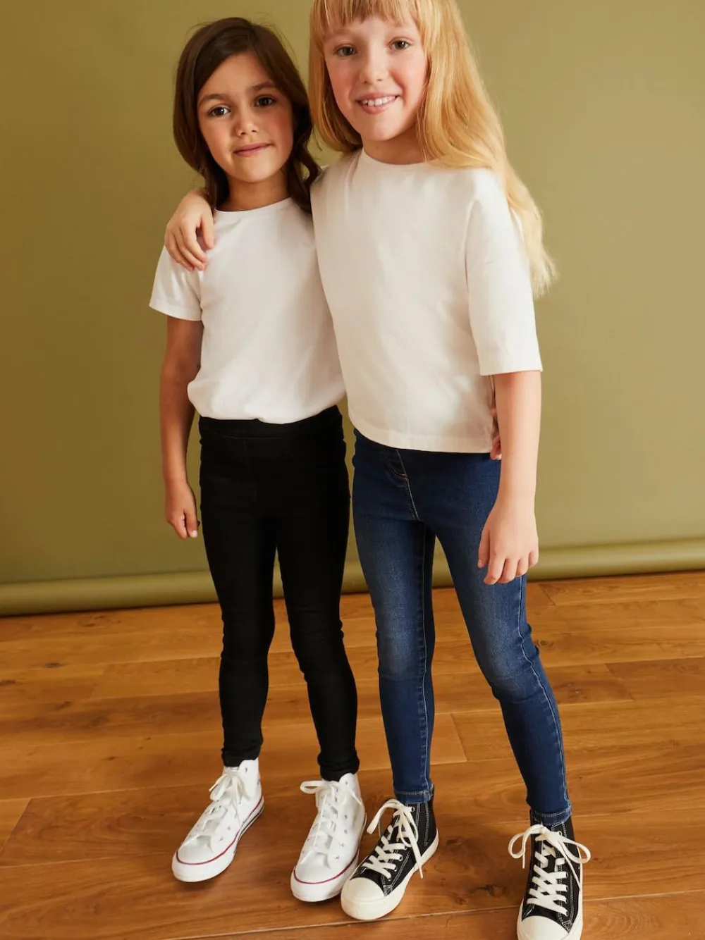 Online Next Elasticated Waist Jeggings 2 Pack (3-16yrs) Black/Dark Denim