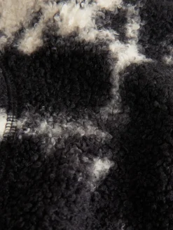 Next Black/Ecru Cow Print Soft Touch Cosy Teddy Borg Quarter Zip Fleece^Women Loungewear|Hoodies & Sweatshirts