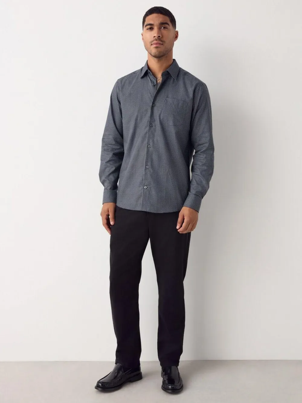 Outlet Next Regular Fit Long Sleeve Print Shirt Black/Gold Link