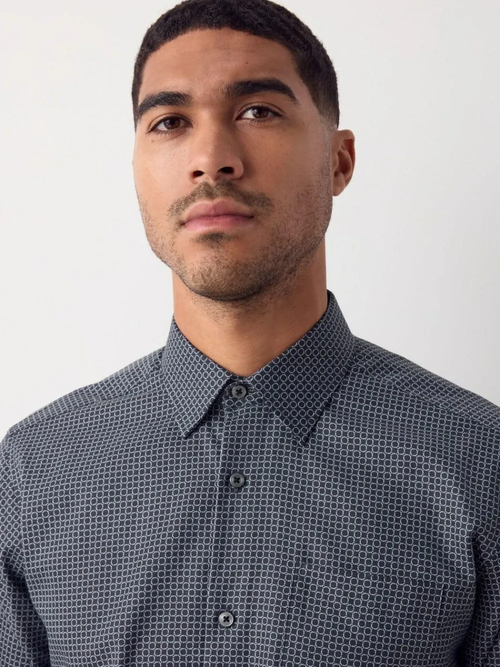 Outlet Next Regular Fit Long Sleeve Print Shirt Black/Gold Link