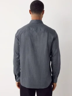 Outlet Next Regular Fit Long Sleeve Print Shirt Black/Gold Link