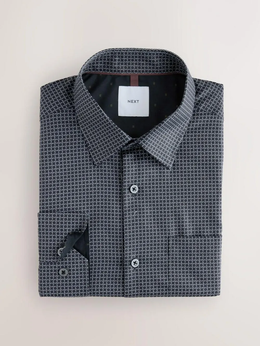 Outlet Next Regular Fit Long Sleeve Print Shirt Black/Gold Link