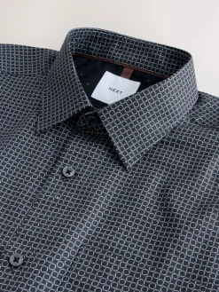 Outlet Next Regular Fit Long Sleeve Print Shirt Black/Gold Link