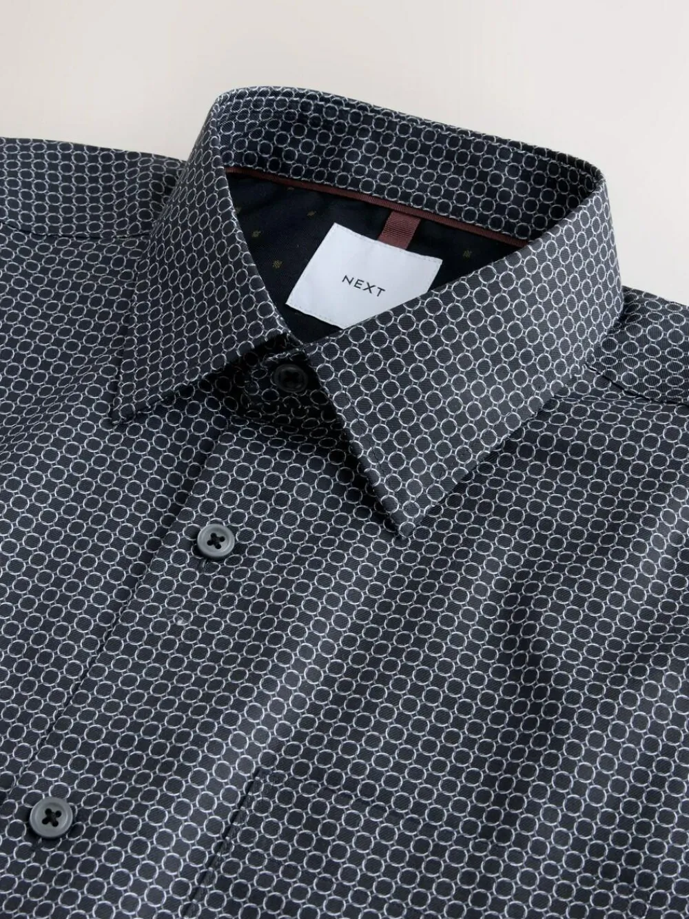 Outlet Next Regular Fit Long Sleeve Print Shirt Black/Gold Link