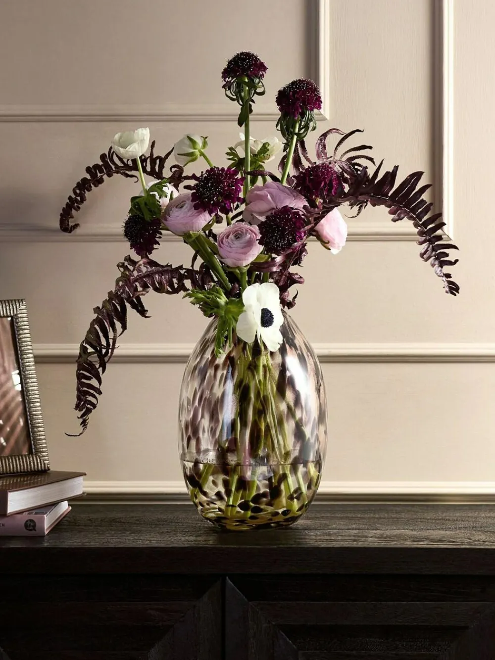 Hot Next Medium Confetti Glass Flower Vase Black/Gold