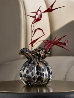 Online Next Mini Confetti Glass Flower Vase Black/Gold