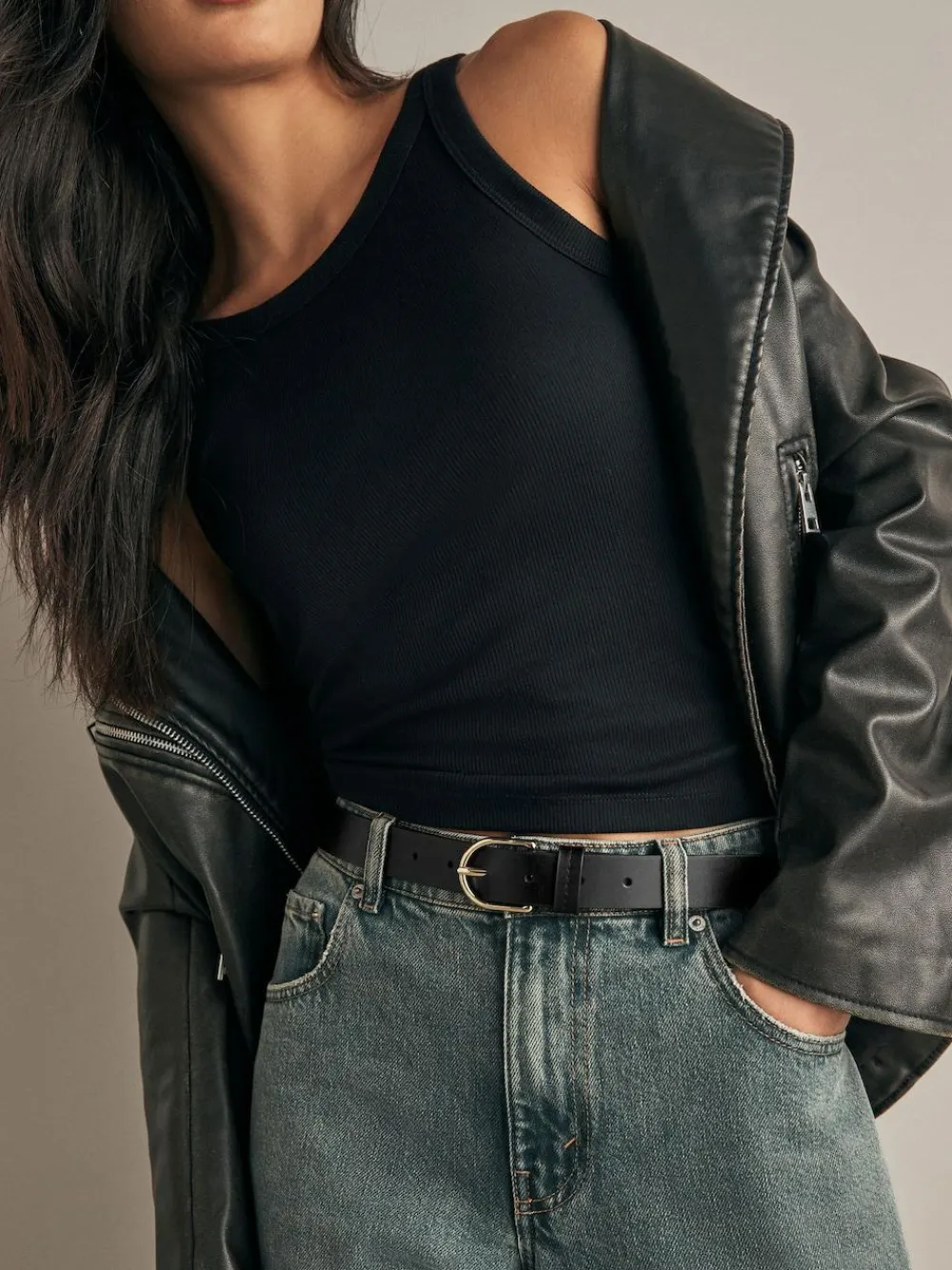 Next Black/Gold Regular Leather Belt^Women Belts