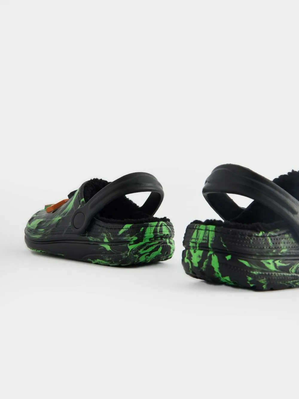 Online Next Minecraft Warm Lined Slipper Clogs Black/Green