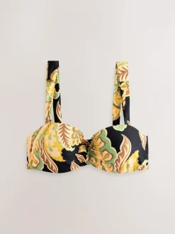 Next Black/Green Paisley Wired Bandeau Bikini Top^Women Swimwear