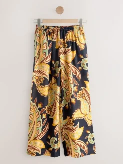 Outlet Next Black/Green Wide Leg Summer Trouser