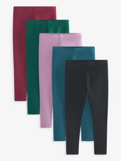 Next Black/Green/Blue/Berry Red/Lilac Purple Leggings 5 Pack (3-16yrs)^ Pants & Leggings|Pants & Leggings