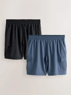 Next Black/Grey Active Cargo Gym Training Shorts 2 Pack^ Shorts