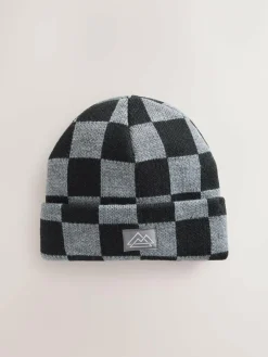 Online Next Beanie Hat (1-16yrs) Black/Grey Check