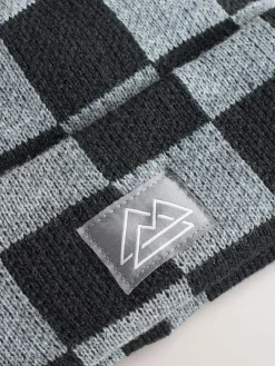 Online Next Beanie Hat (1-16yrs) Black/Grey Check
