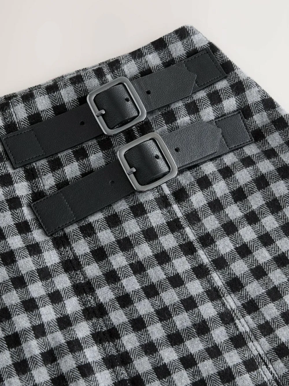 Clearance Next Black/Grey Gingham Midi Kilt Skirt