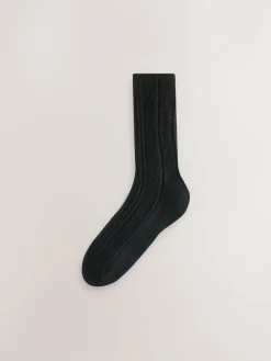 Discount Next Black/Grey Heavyweight Thermal Cable Socks 2 Pack