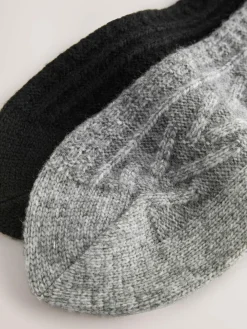 Discount Next Black/Grey Heavyweight Thermal Cable Socks 2 Pack