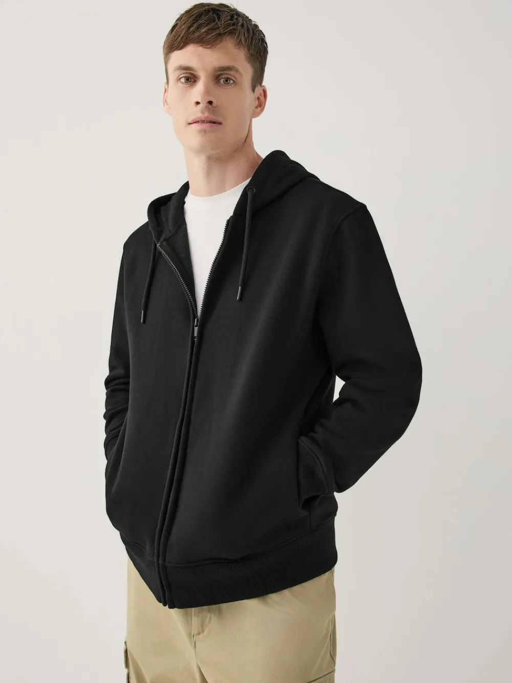 Best Next Black/Grey Marl Cotton Rich Heavyweight Jersey Full Zip Hoodies 2 Pack