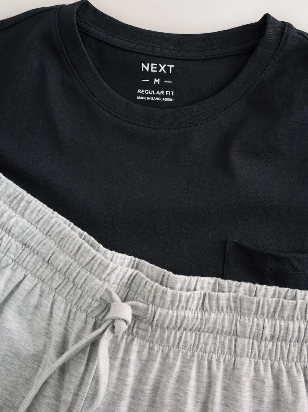 Best Next Short Sleeve Jersey Pyjamas Set Black/Grey Marl