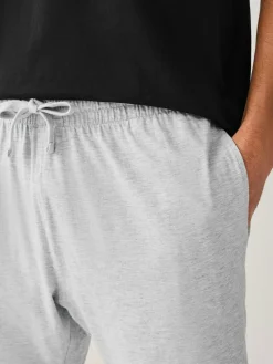 Best Next Short Sleeve Jersey Pyjamas Set Black/Grey Marl