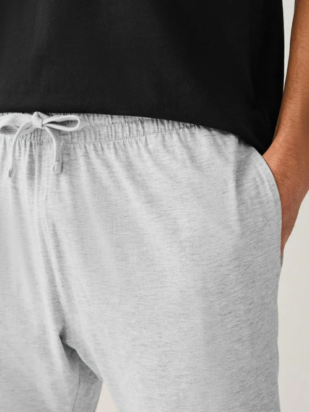 Best Next Short Sleeve Jersey Pyjamas Set Black/Grey Marl