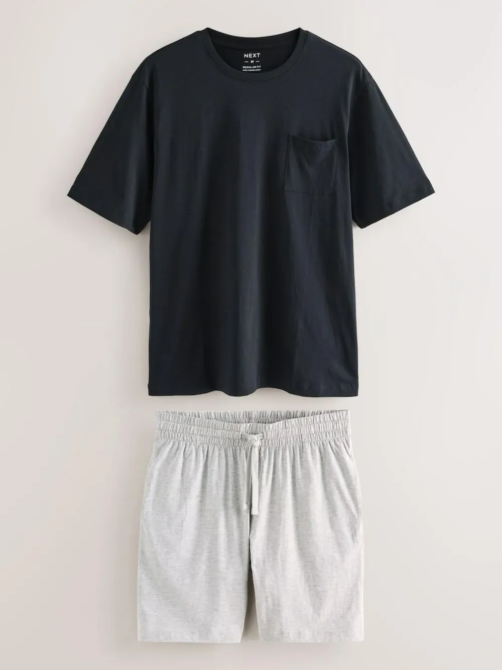 Best Next Short Sleeve Jersey Pyjamas Set Black/Grey Marl