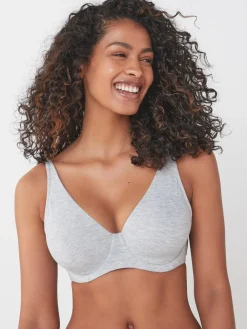 Discount Next Non Pad Full Cup DD+ Cotton Blend Ultimate Comfort Bras 3 Pack Black/Grey Marl/White