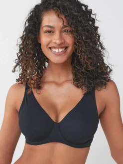 Discount Next Non Pad Full Cup DD+ Cotton Blend Ultimate Comfort Bras 3 Pack Black/Grey Marl/White