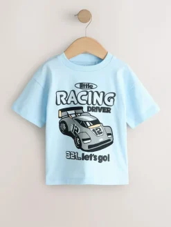 Next Black/Grey Race Car Short Sleeve Graphic T-Shirts 3 Pack (3mths-7yrs)^BOY Tops|T-Shirts