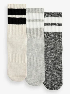 New Next Black/Grey Stripe Cushion Sole Ribbed Sport Ankle Socks 3 Pack With Arch Support